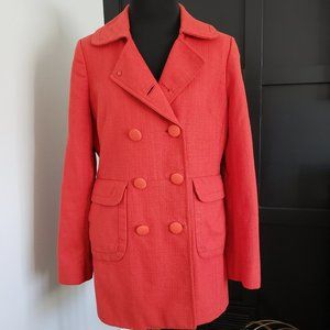 EUC *Banana Republic* Women's Orange Cotton Blend Double Breasted Coat Jacket M